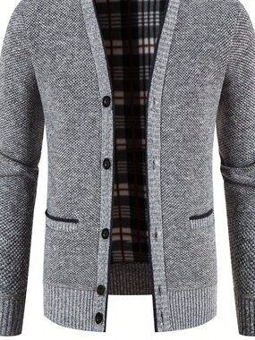 Light Grey Casual Men's Cardigan Jacket